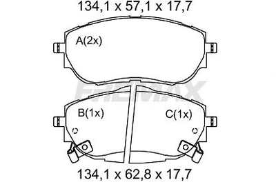 Комплект гальмівних колодок TOYOTA COROLLA, TOYOTA AURIS, FREMAX (FBP2512)