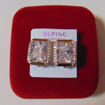 Сережки квадратні з цирконами Xuping 13х11 мм кс235