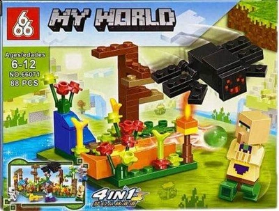 Конструктор блочный пластиковый Minecraft My World Майнкрафт 88 деталей 19*14*4,5 см 66071