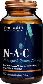 Харчова добавка Doctor Life N-A-C N-ацетил-L-цистеїн 250 мг 60 капсул (5906874819951)