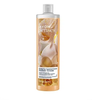 Зволожувальний крем - гель для душу Avon Senses Справжня розкіш Simply Luxurious Shower Cream з персиком і ванильною орхідеєю (White peach & vanilla orchid scent) 500мл