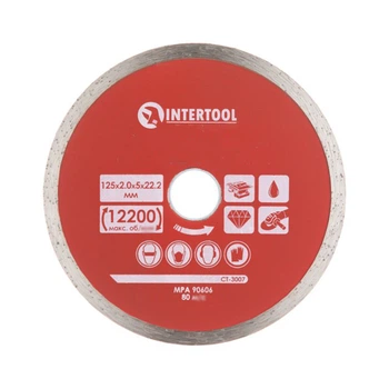Диск алмазный отрезной для плитки сплошной 125х2.0х5х22 мм Intertool