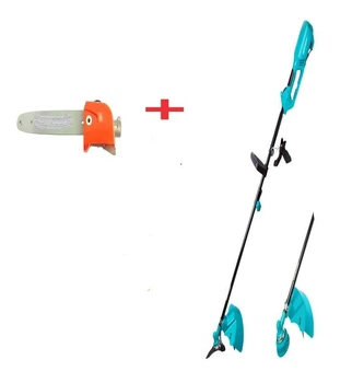 Коса газонна електрична GRAND КГ-2500 (шпуля з ліскою 3-пелюстковий косильний ніж)+Насадка-висоріз (Довжина шини-300мм.)