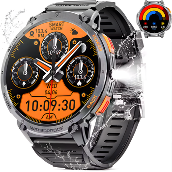Военные смарт-часы для мужчин Smart Watch, 1,85" HD, смарт-часы со светодиодным фонариком для Android iOS
