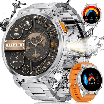 Мужские смарт-часы Men's Premium 1.85" для военных со светодиодным фонариком с Bluetooth-звонками водонепрониц