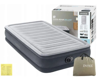 Одноместная надувная кровать 191 x 99 x 33см, матрас с встроенным электронасосом Intex 67766 Gray