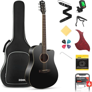 Акустическая гитара Donner Acoustic Guitar Cutaway Black (Комплект)