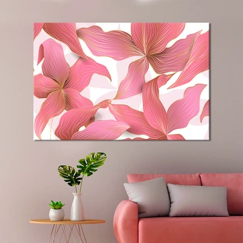 Картина на холсте Розовые листья на белом фоне 120x80 см (V566-1_XL)