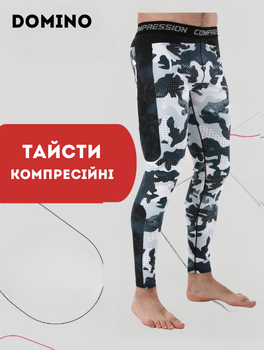 Компрессионные штаны леггинсы тайтсы Domino KC210-1 (полиэстер, спандекс, L, черный-белый)