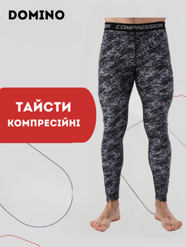 Компрессионные штаны леггинсы тайтсы Domino KC210-4 (полиэстер, спандэкс, M, черный-белый)