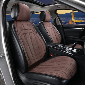 Накидки с алькантары на сиденья авто Elegant Ancona передние коричневого цвета с перфорацией EL 700 805