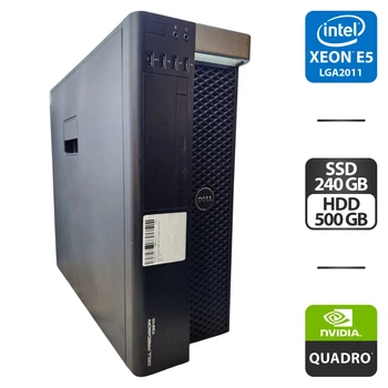 Рабочая станция Dell Precision T3610 Tower / Intel Xeon E5-2620 v2 (6 (12) ядер по 2.1 - 2.6 GHz) / 32 GB DDR3 / 240 GB SSD + 500 GB HDD / nVidia Quadro K4000, 3 GB GDDR5, 128-bit б/у