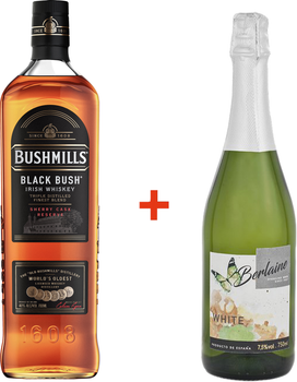 Виски Bushmills Black 8 лет выдержки 0.7 л 40% + Винный напиток игристый ароматизированный Berlaine сладкое белое 0.75 л 7.5% (5055966810069_5055966810120_8437007365887)
