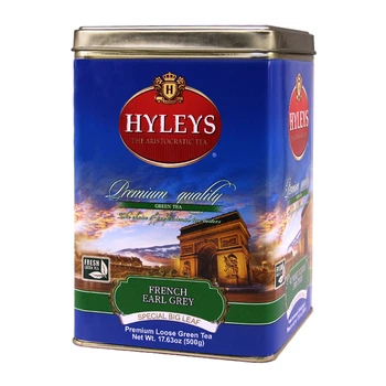 Чай зелений Hyleys Французький Ерл Грей з бергамотом і вершками крупнолистовий жерстяна банка 500 г (4791045021575)