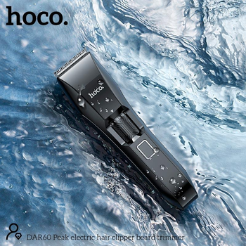 Портативная машинка для стрижки Hoco DAR60 (аккумуляторная, LED дисплей, 600mAh, 7000 об/мин, полная водозащита, 60 минут работы) - Черный