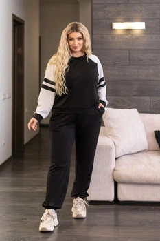 Прогулянковий жіночий костюм в спортивному стилі Fashion 54/56 чорний
