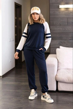 Прогулочный женский костюм в спортивном стиле Fashion 42/44 темно-синий