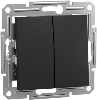 Вимикач без фіксації 2-клавішний Schneider Electric Asfora Антрацит (EPH1100171)