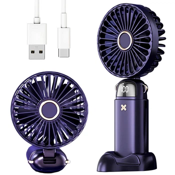 Ручной вентилятор с подставкой для телефона, Mini fan XL-880, Синий / Портативный вентилятор / Мини вентилятор