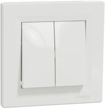 2-клавишный проходной выключатель Schneider Electric Asfora Белый с рамкой (EPH0600121)