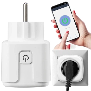 Умная WiFi розетка 20А, Tuya Smart 4400Вт, Белая / Смарт розетка с счетчиком электроэнергии