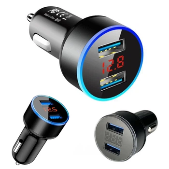 Адаптер в прикуриватель авто на 2 USB с индикатором напряжения, CAR HC6 / Автомобильное зарядное устройство
