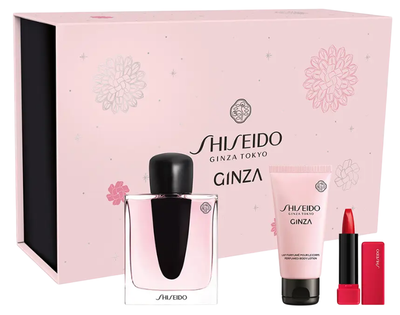 Набір для жінок Shiseido Ginza Парфумована вода 90 мл + Лосьйон для тіла 50 мл + Помада TechnoSatin 415 Short Circuit (3423222122607)