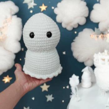 Мягкая плюшевая игрушка handmade Привидение 20 см белое амигуруми вязаное крючком