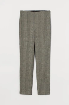 Брюки H&M L бежево черная клетка 702935692