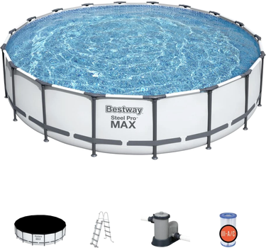 Басейн зі штучного каменю Bestway Steel Pro Max 18 FT + 5-в-1 + насос + кришка + сходи 549 x 122 см (6942138983784)