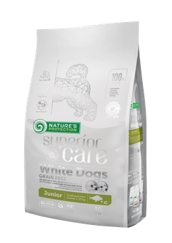 Сухой беззерновой корм Nature's Protection Superior Care White Dogs GF Junior Small & Mini Breeds для щенков с белой шерстью мелких пород с белой рыбой 10 кг (арт NPSC45830)