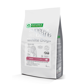 Сухой беззерновой корм Nature's Protection Superior Care White Dogs Grain Free White Fish Junior All Sizes для щенков с белой шерстью всех пород с белой рыбой 4 кг (арт NPSC47596)