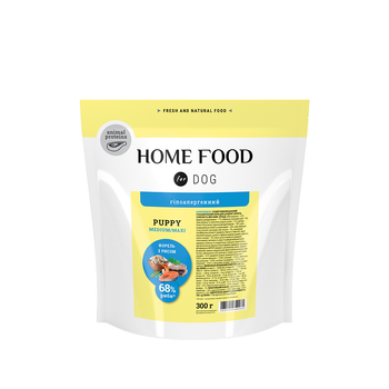 Сухой корм Home Food Puppy Medium & Maxi для щенков средних и крупных пород собак форель рис 300 г (арт 2680030)