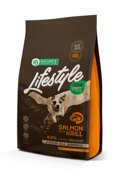 Сухой беззеерновой корм Nature's Protection Lifestyle GF Salmon with Krill Junior для щенков с лососем 1.5 кг (арт NPLS45686)