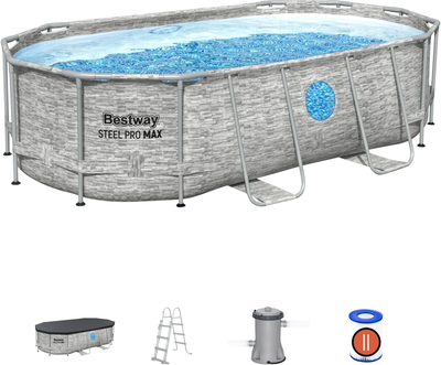 Басейн на стійці Bestway Power Steel Swim Vista з вікном 427 x 250 x 100 см 14 x 8FT + 7 в 1 (6941607366707)