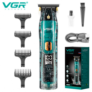 Триммер для бороды и стрижки VGR V-961 Прозрачный с LED-дисплеем (открытый ножевой блок) (52782)