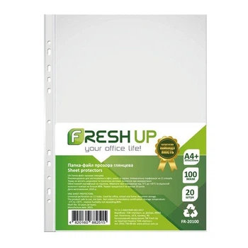 Файл для документів А4+ 100мкм FR-20100 на 11 отворів, глянцеві Fresh Up (1уп-20шт)