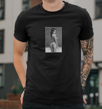 Мужская футболка B&C Collection с принтом Девушка Иллюзия ART L Черный