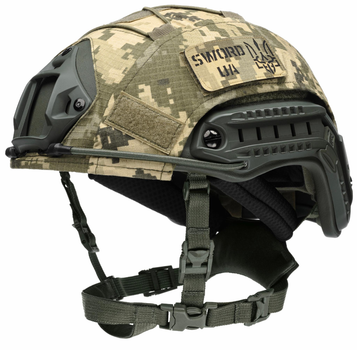 Балістичний шолом каска FAST Helmet NIJ IIIA оливковий і кавер піксель Розмір М