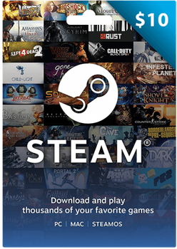 Цифровий код (Подарункова карта) Стім Steam Gift Card на суму 10 usd, (Регіон США)
