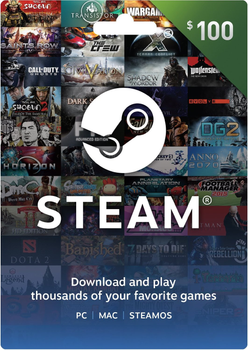 Цифровий код (Подарункова карта) Стім Steam Gift Card на суму 100 usd, (Регіон США)