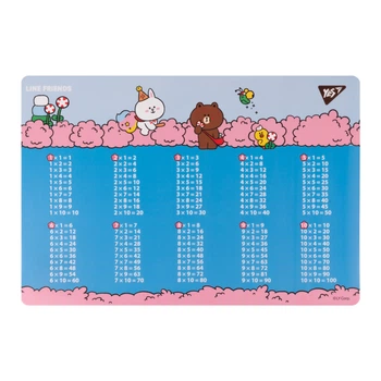 Подкладка для стола с подсказками таблица умножения А3 YES Line Friends Together 492254 5021083