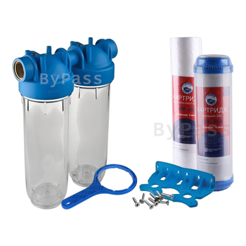 Комплект колба для холодной воды Atlas 10 DP-DUO 3/4" OT-TS + картридж угольный и полипропиленовый BioSystems PPW-10-LN / UDF-10A