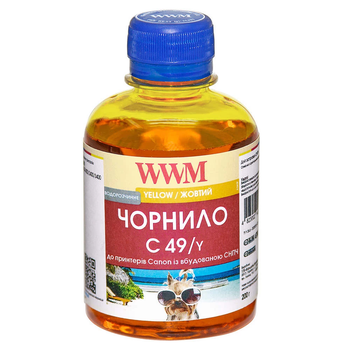 Чорнило Canon GI-490 (Pixma G1400/2400/3400) (Yellow) 200г Водорозчинне *WWM