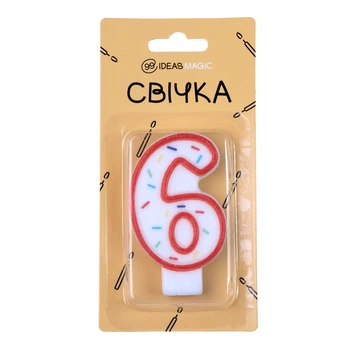Свічка-цифра "6" 7 см, IDEA8-YS7013-1-6