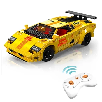 Конструктор детский Mould King машина на радиоуправлении Technic "Lamborghini Countach" желтый 1384 деталей (13195)