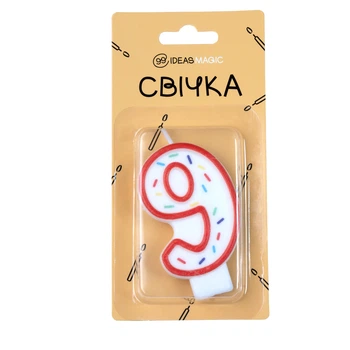 Свічка-цифра "9" 7 см, IDEA8-YS7013-1-9