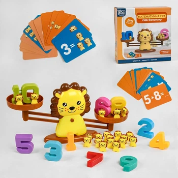 Балансир "Лев" 32846 (12/2) “4FUN Game Club”, 54 элемента, 3 уровня игры, 30 двусторонних карт, цифры от 1 до 10, в коробке