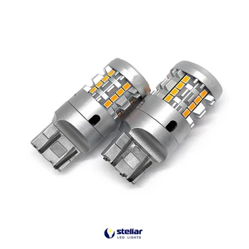 LED автолампа 7KG26 STELLAR цоколь W21W/5W 7443 CAN BUS Amber желтый, в повороты + резистор (1 шт.)