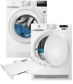 Пральна машина повногабаритна Electrolux 600 SensiCare EW6F2281U + Сушильний автомат Electrolux EW6D171YU + З'єднувальна планка з висувною полицею Electrolux E1WYHSK2 (комплект)